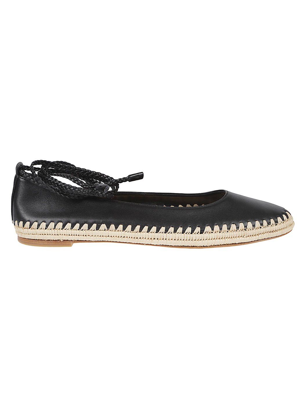 Pointed Toe Flats with Braided Ankle Ties