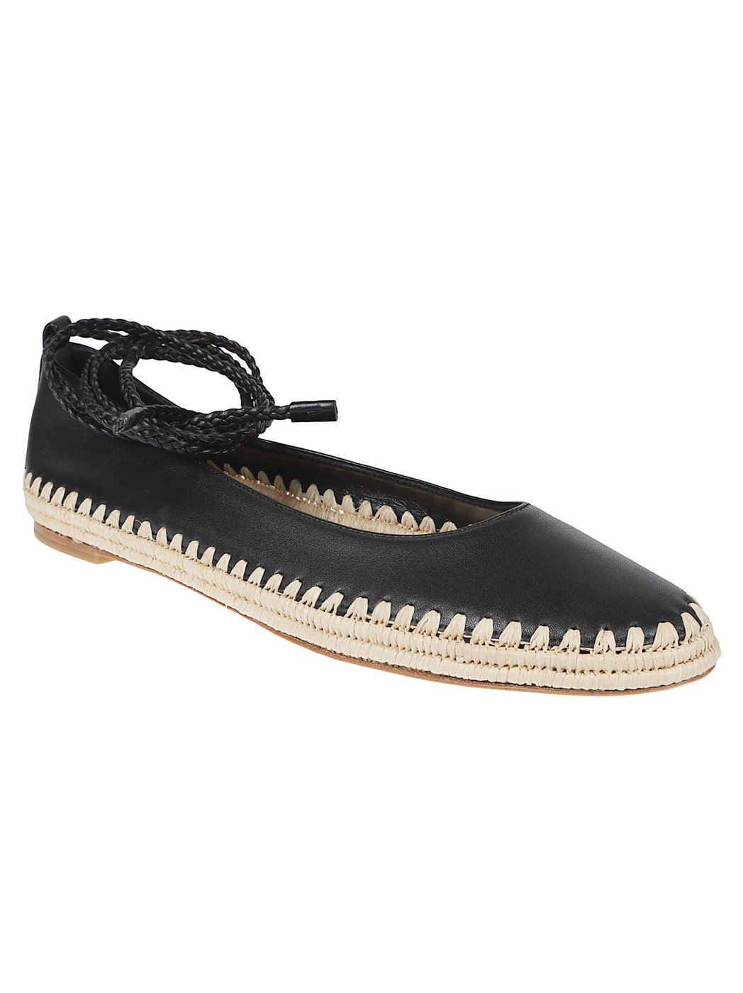 Pointed Toe Flats with Braided Ankle Ties