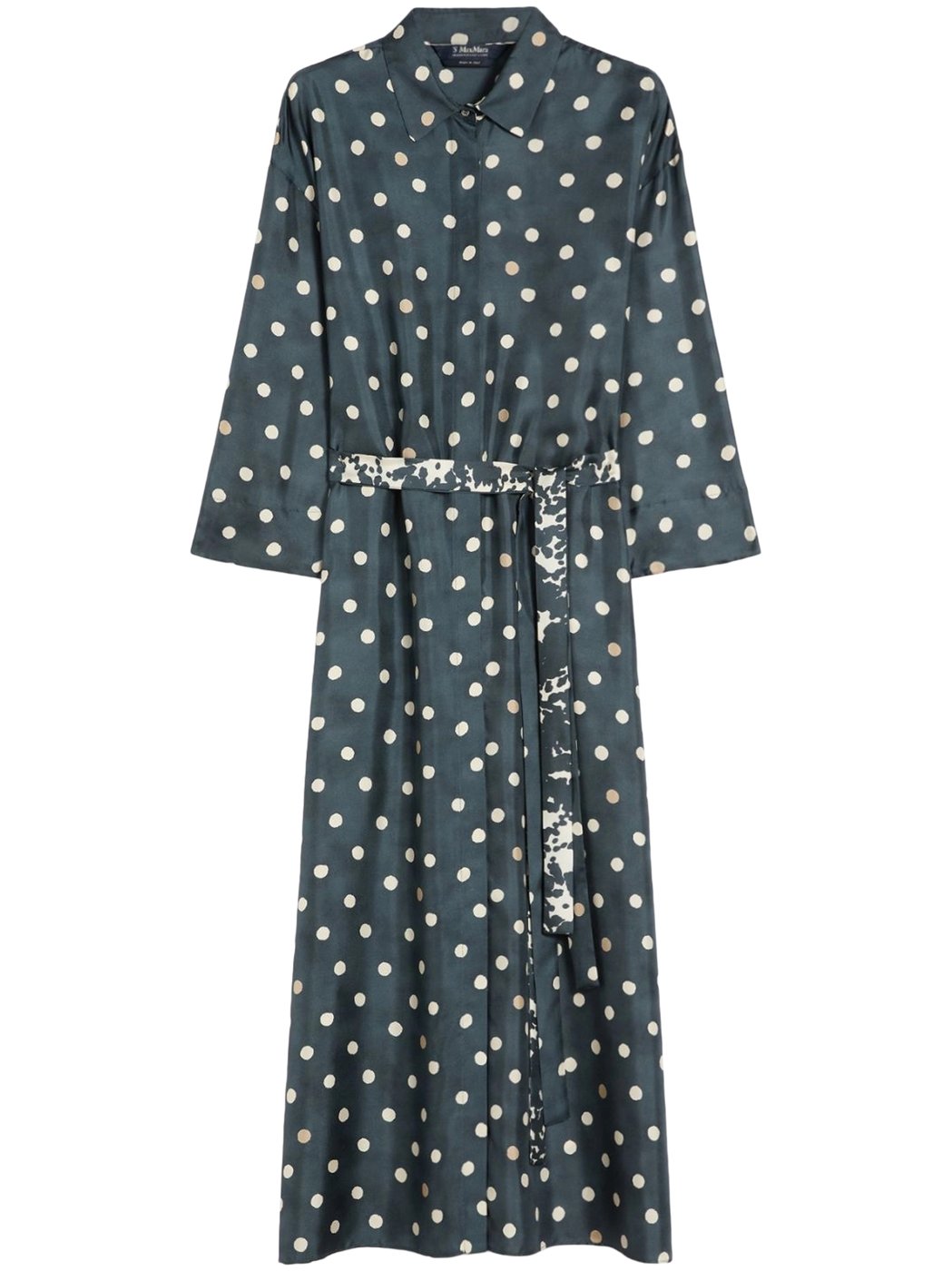 Midi Silk Dress with Polka Dot Pattern
