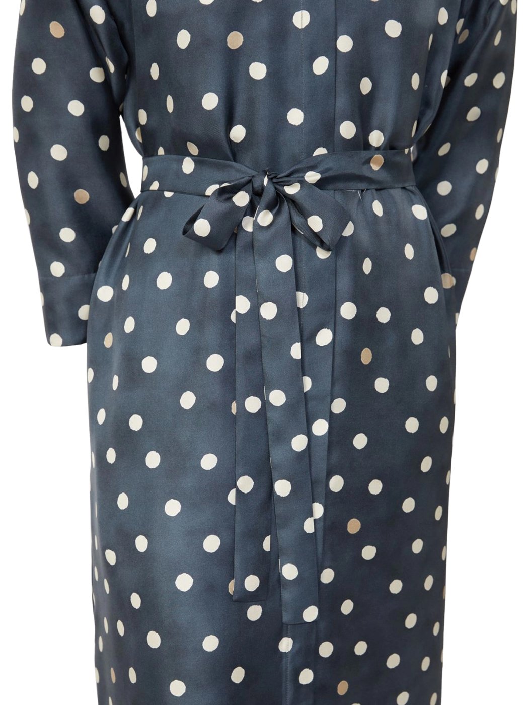 Midi Silk Dress with Polka Dot Pattern