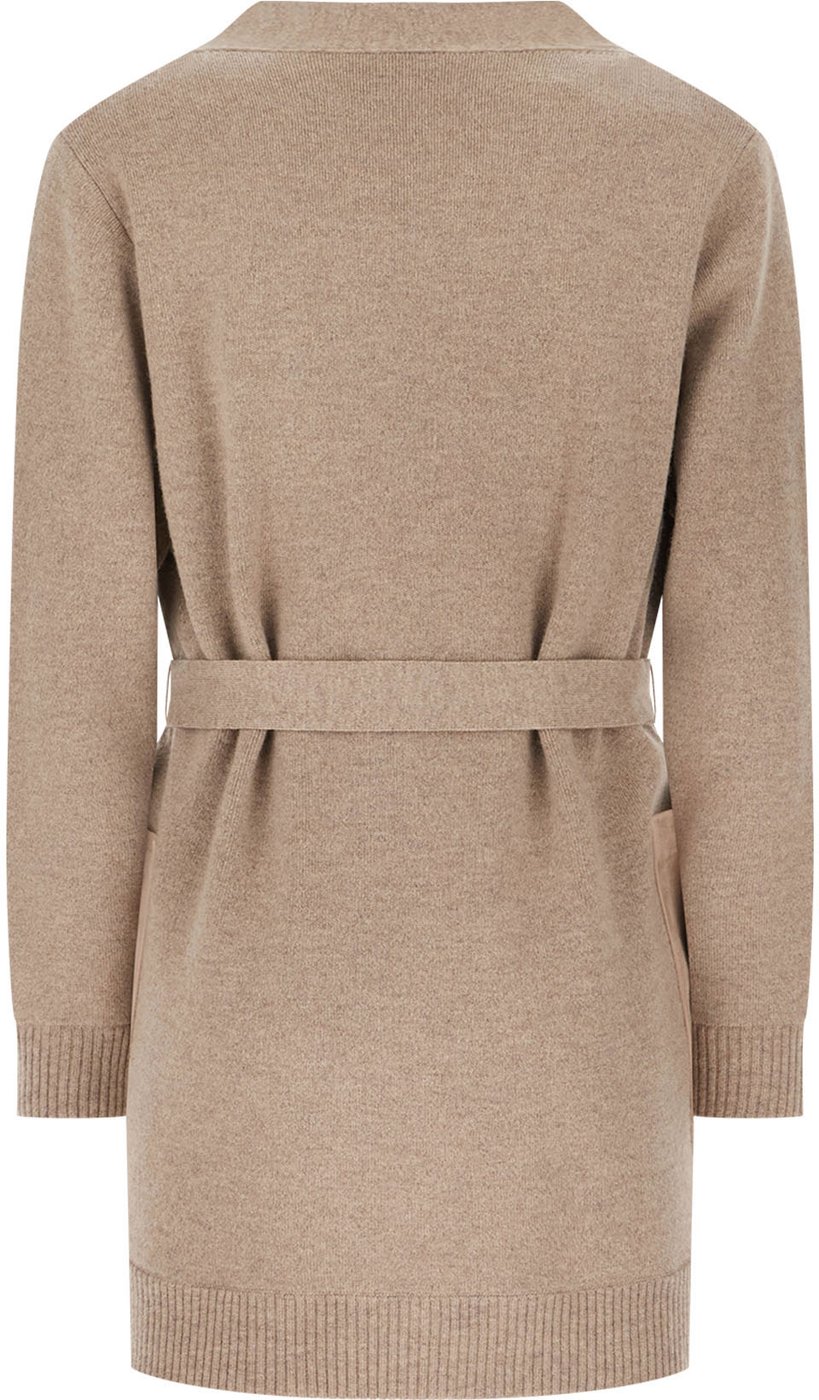 Maxmara Dove grey wool blend and suede cardigan