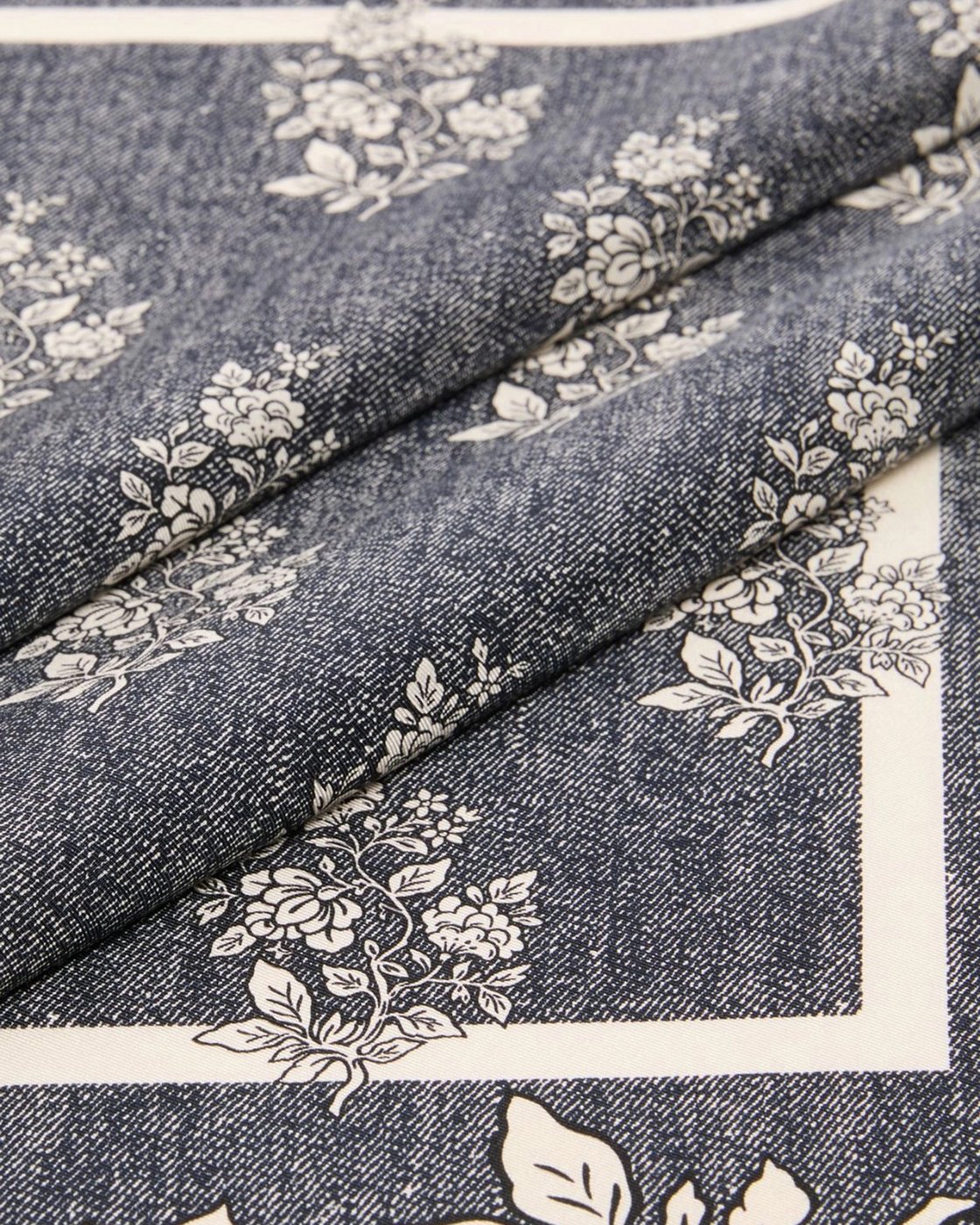 Scarfs Dis. Fiore Effetto Denim