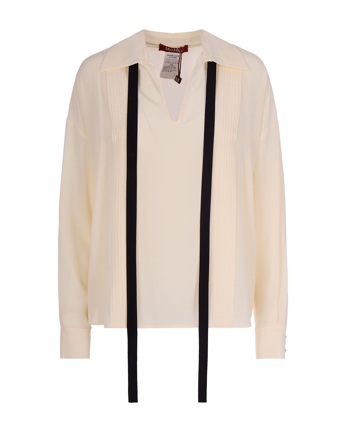 Beige Colono Tie Detail Silk Blouse