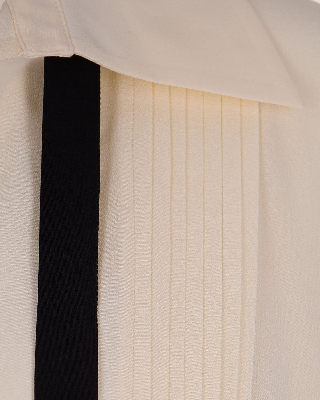 Beige Colono Tie Detail Silk Blouse