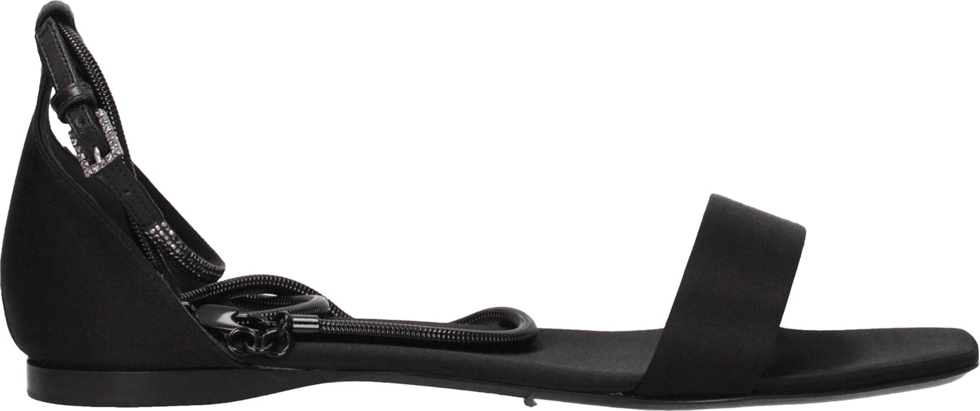 Max Mara Black Satin Flat Sandals