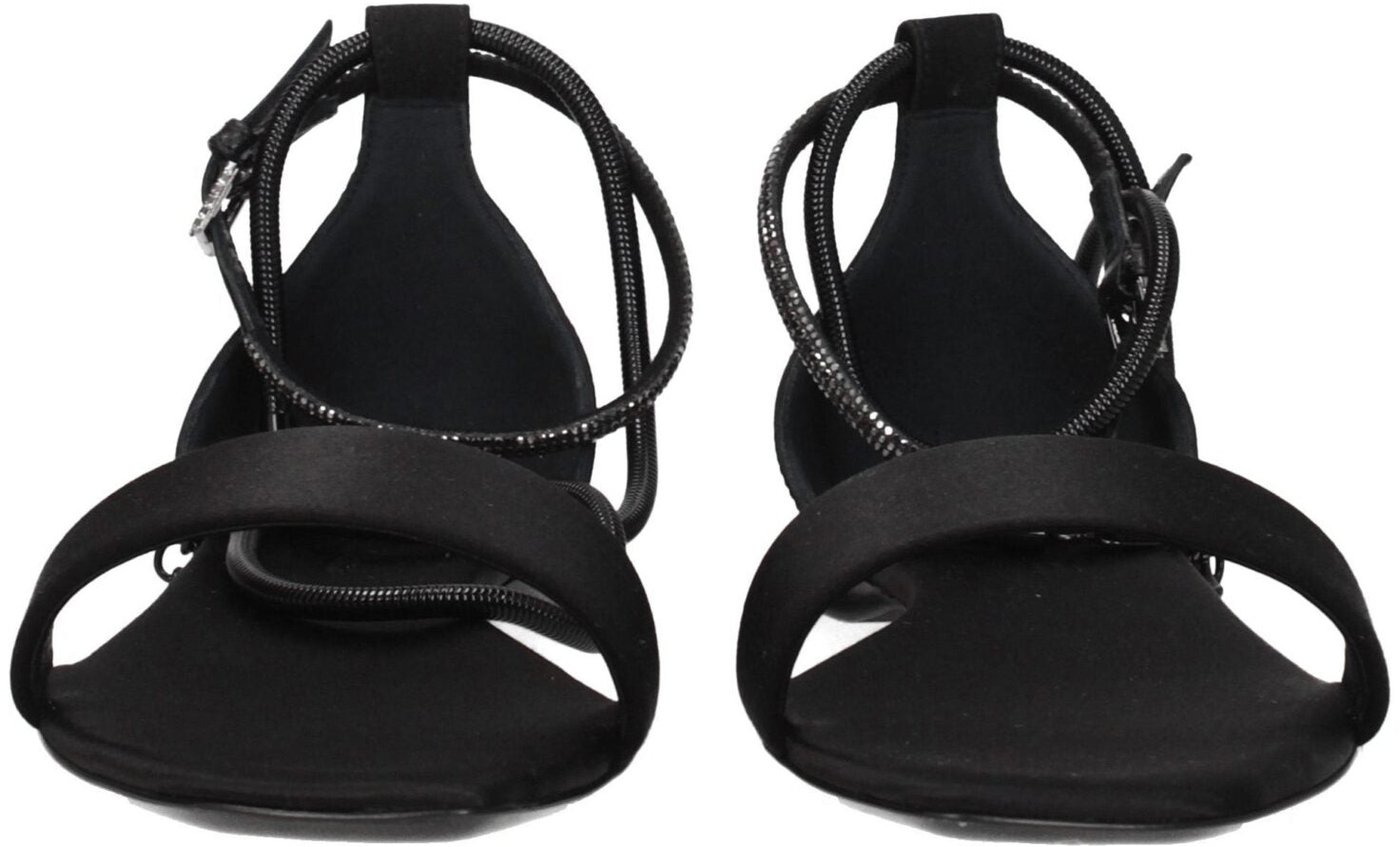 Max Mara Black Satin Flat Sandals