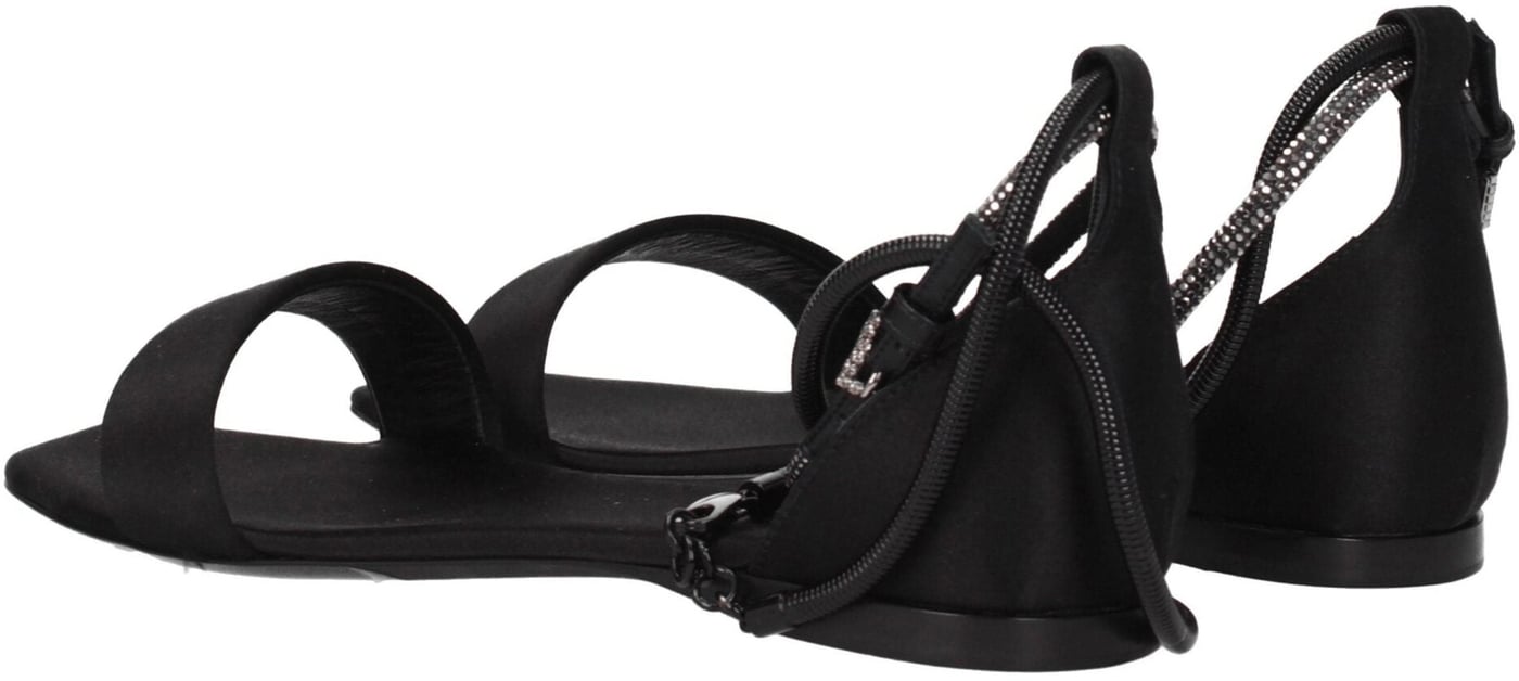 Max Mara Black Satin Flat Sandals