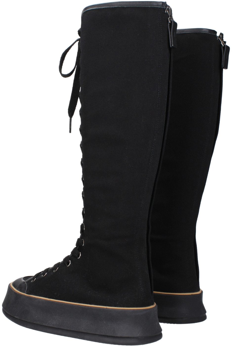 Max Mara Black Fabric Lace-Up Boots