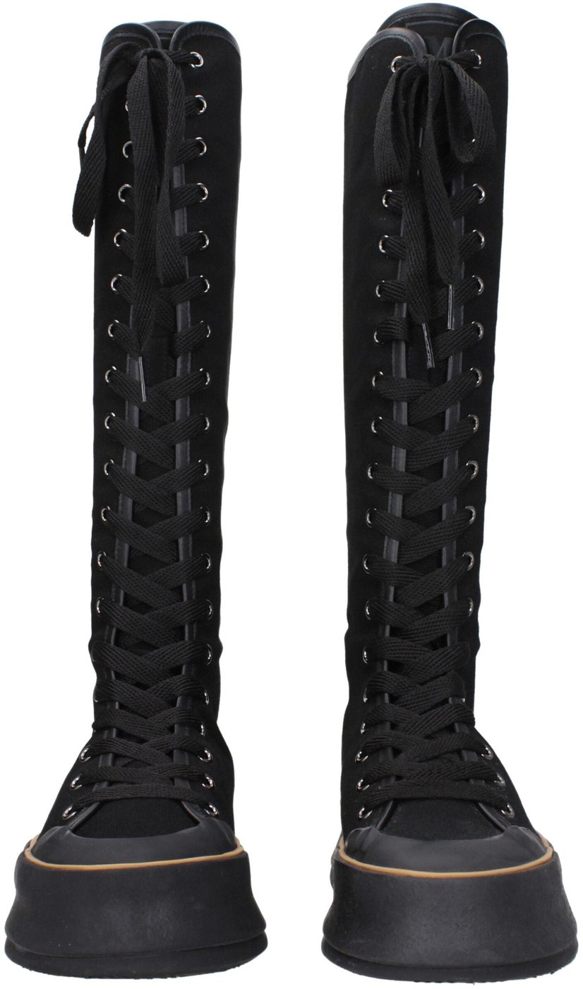 Max Mara Black Fabric Lace-Up Boots
