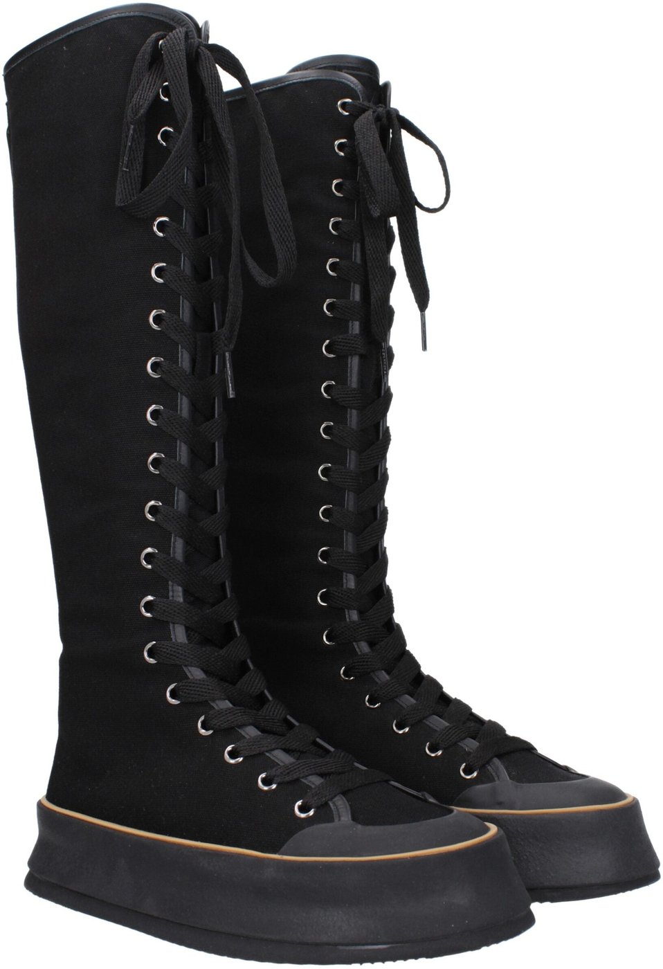 Max Mara Black Fabric Lace-Up Boots