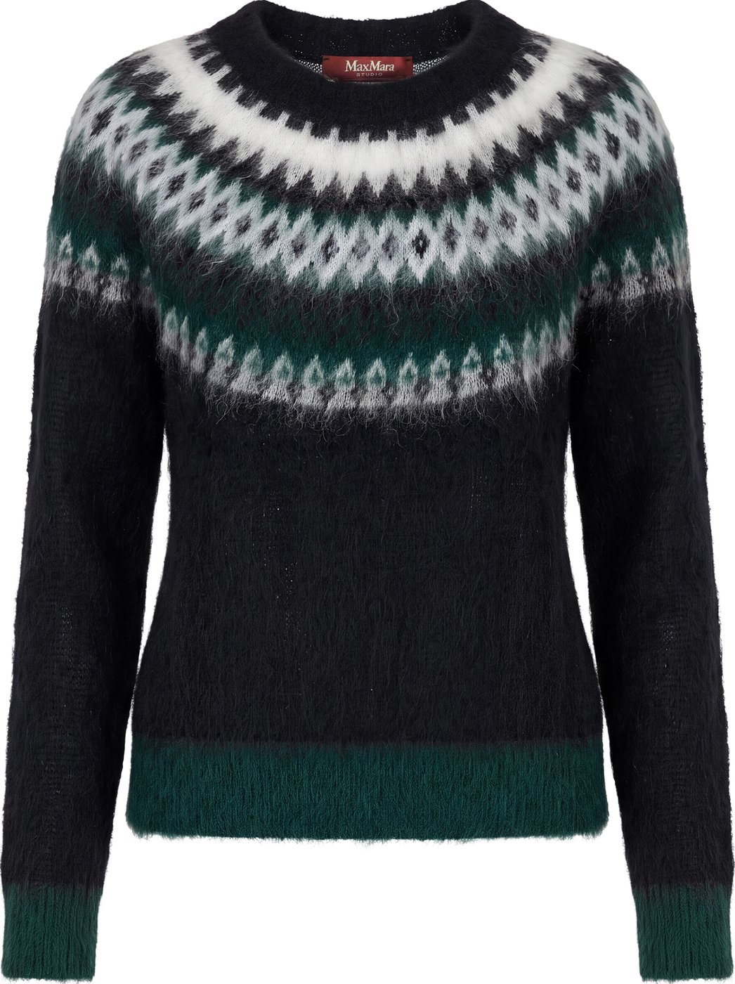 Crew neck sweater in a mohair and wool blend