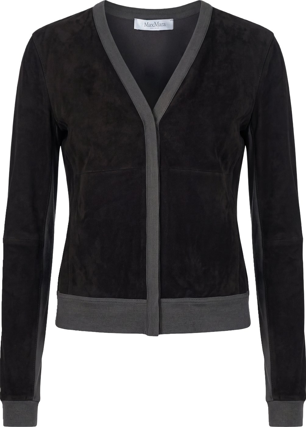 Cardigan with inserts in suede