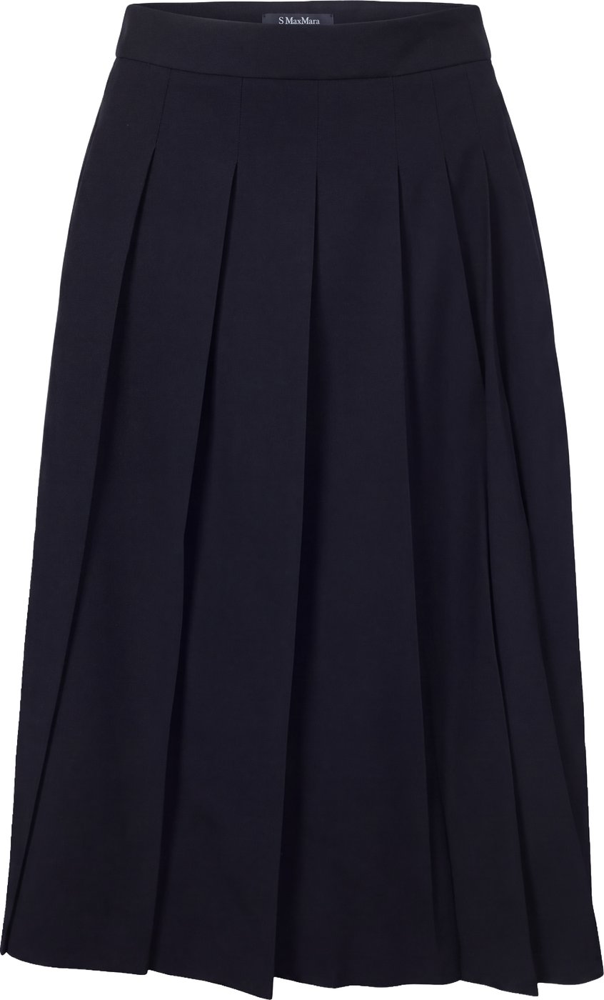 Midi skirt in wool fabric with pleats