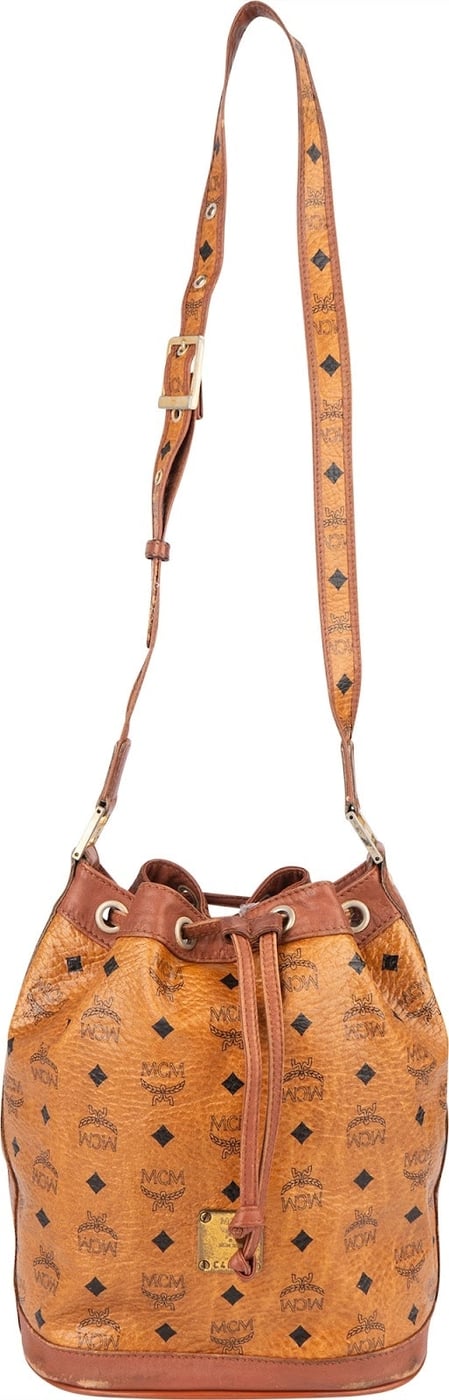 MCM Monogram Visetos Drawstring Bucket Crossbody Bag