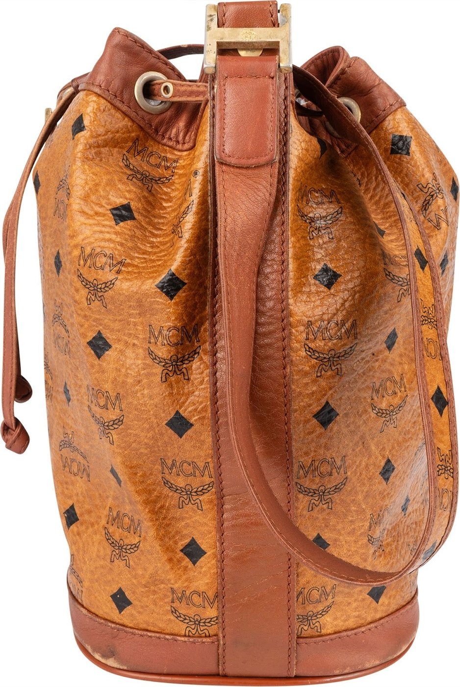 MCM Monogram Visetos Drawstring Bucket Crossbody Bag