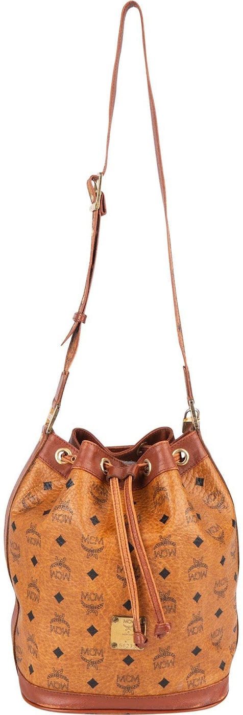 MCM Monogram Visetos Drawstring Bucket Crossbody Bag