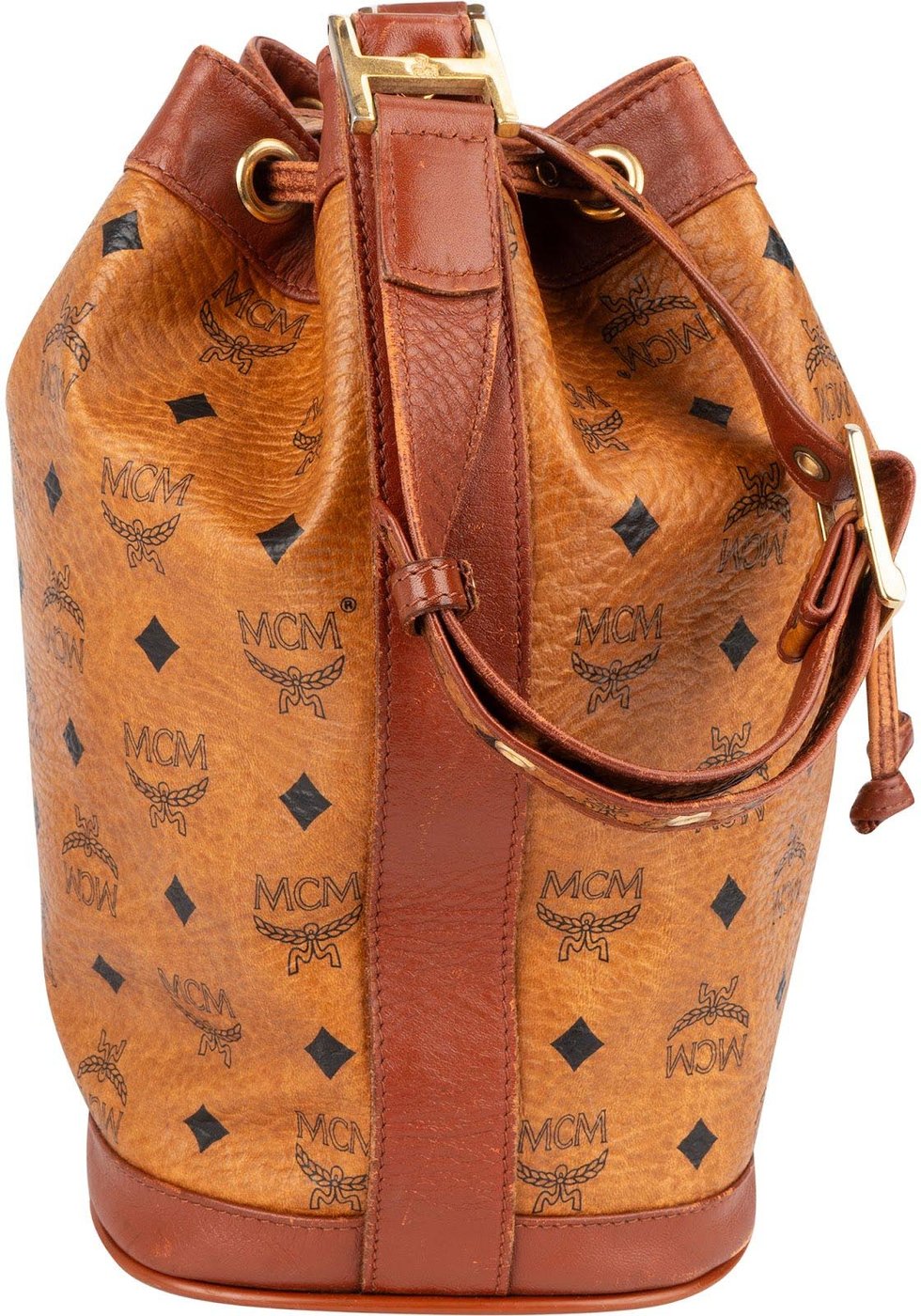 MCM Monogram Visetos Drawstring Bucket Crossbody Bag