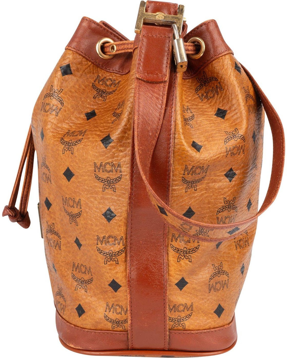 MCM Monogram Visetos Drawstring Bucket Crossbody Bag