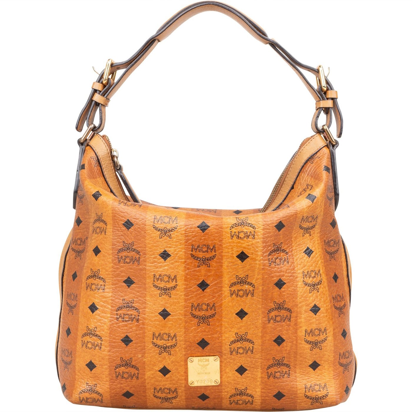 MCM Monogram Visetos Striped Hobo Handbag