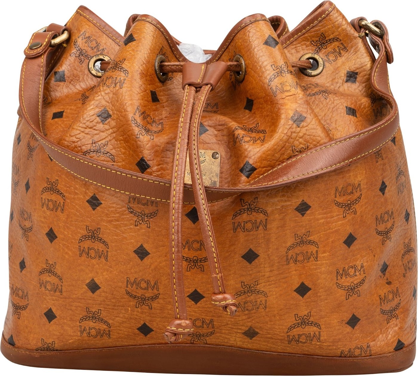 MCM Monogram Visetos Drawstring Shoulder Bag