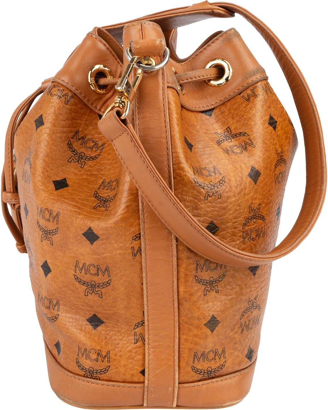 MCM Monogram Visetos Drawstring Bucket Crossbody Bag