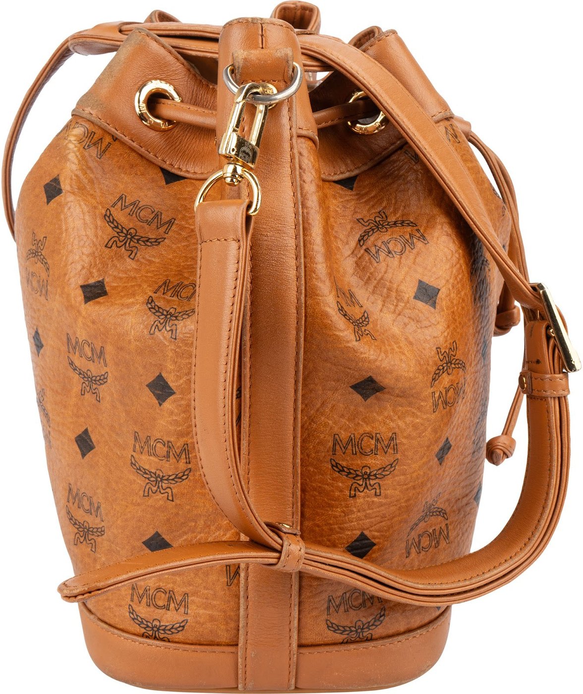 MCM Monogram Visetos Drawstring Bucket Crossbody Bag