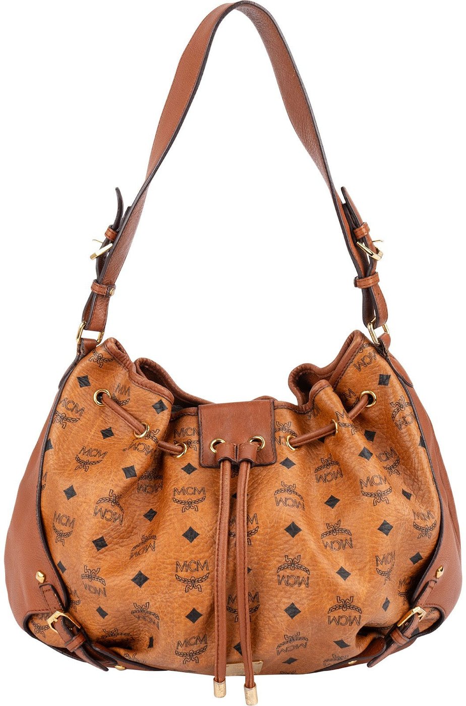 MCM Monogram Visetos Drawstring Hobo Shoulder Bag
