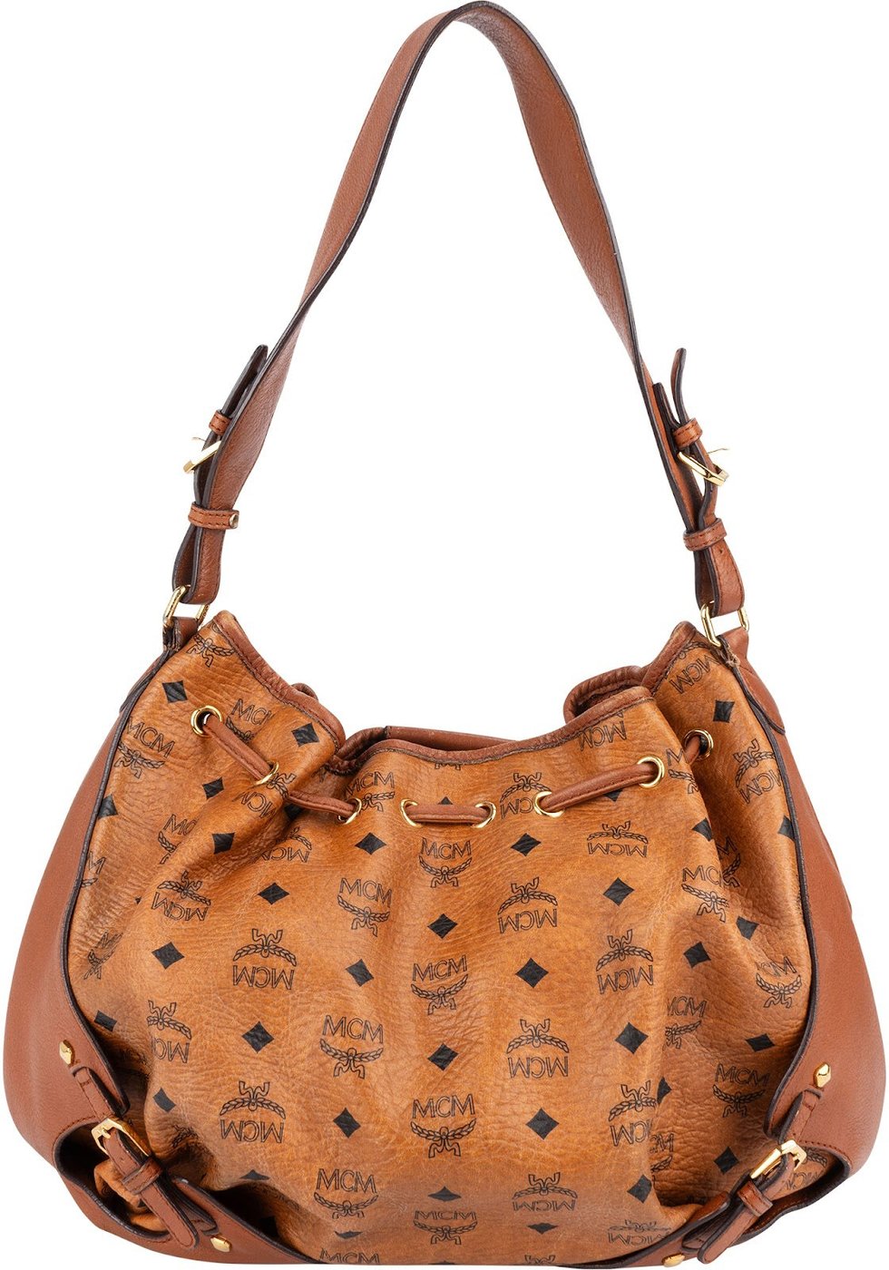 MCM Monogram Visetos Drawstring Hobo Shoulder Bag