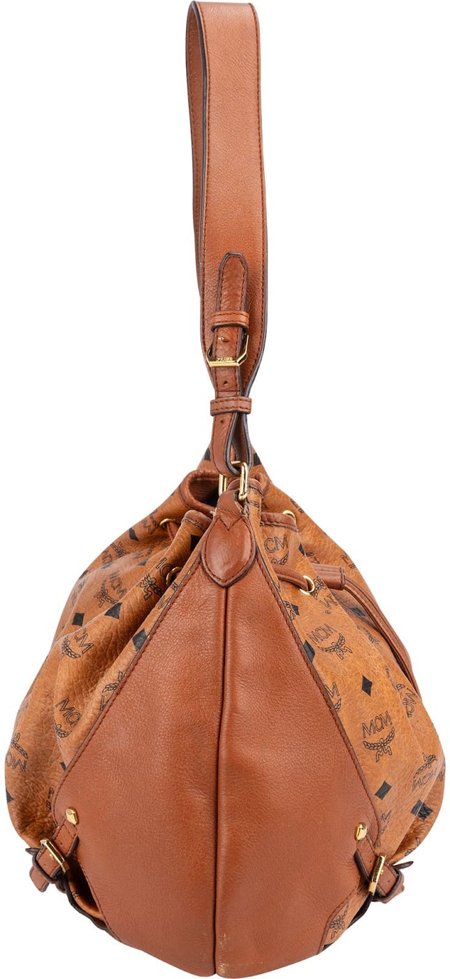 MCM Monogram Visetos Drawstring Hobo Shoulder Bag