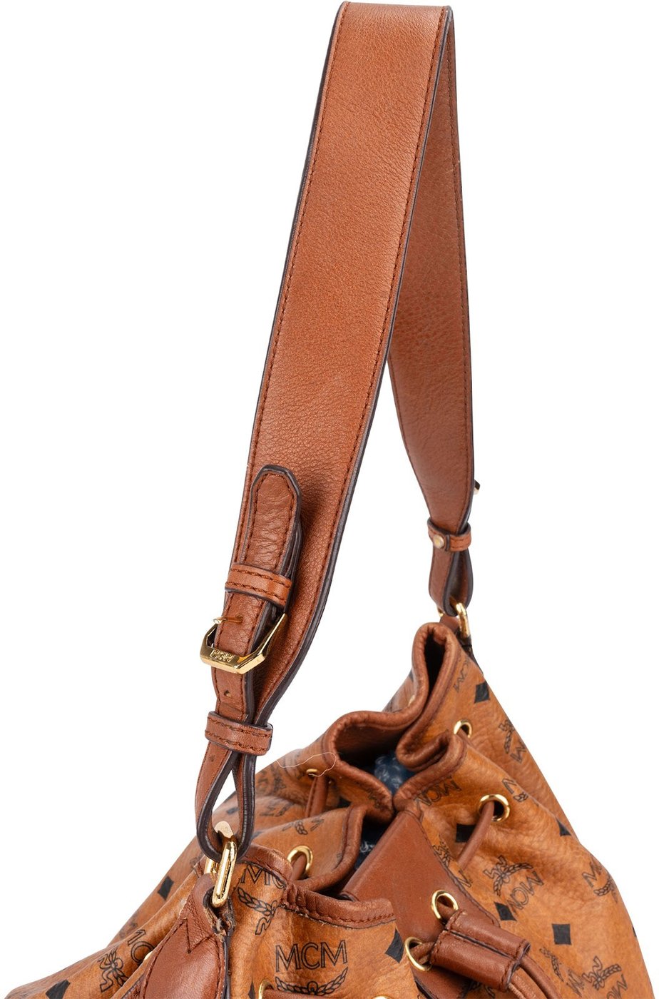 MCM Monogram Visetos Drawstring Hobo Shoulder Bag