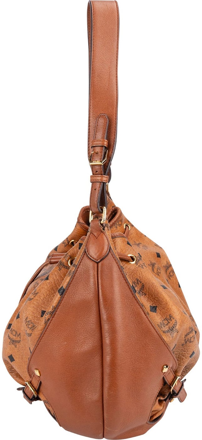 MCM Monogram Visetos Drawstring Hobo Shoulder Bag