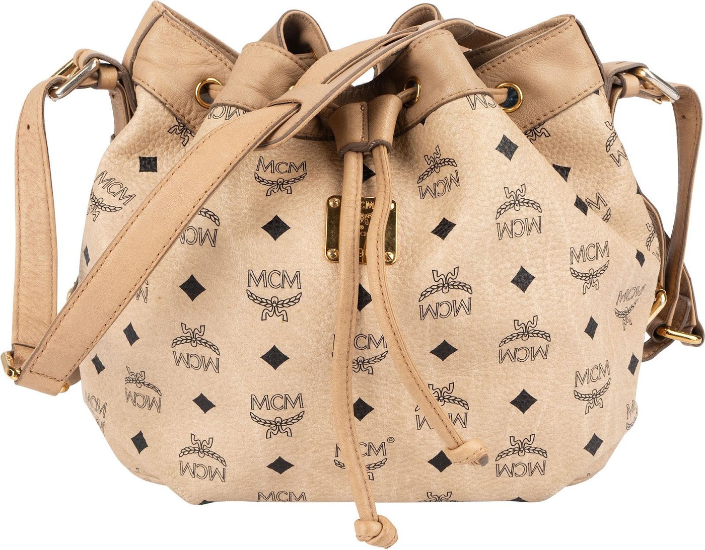 MCM Monogram Visetos Drawstring Bucket Crossbody Bag