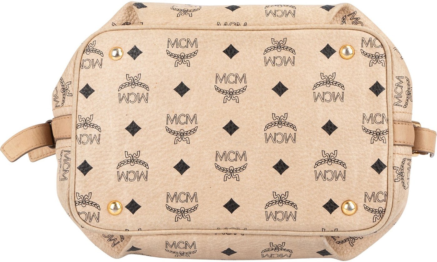 MCM Monogram Visetos Drawstring Bucket Crossbody Bag