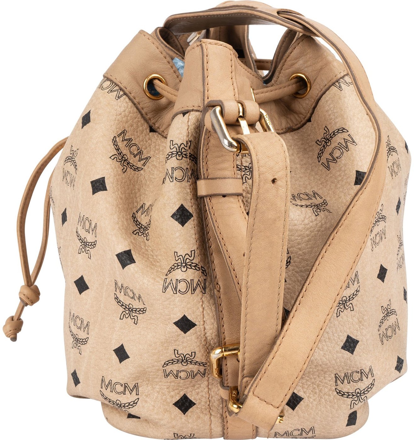 MCM Monogram Visetos Drawstring Bucket Crossbody Bag