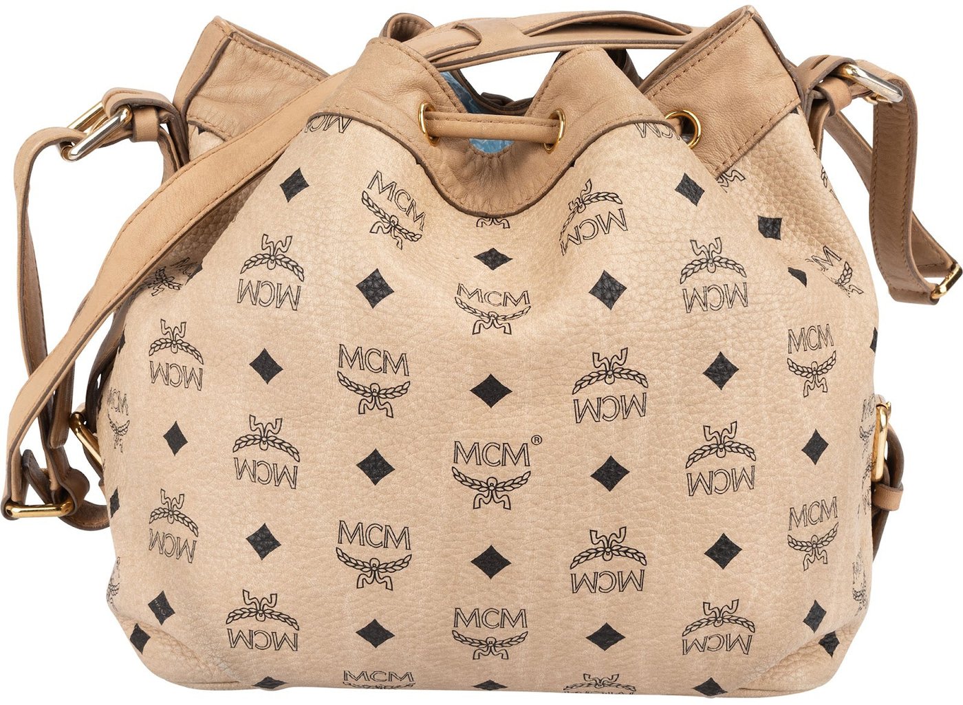 MCM Monogram Visetos Drawstring Bucket Crossbody Bag