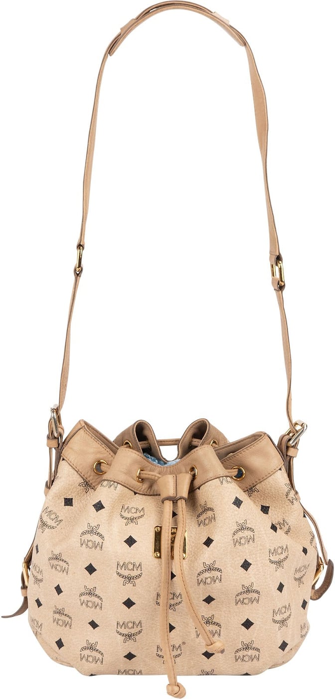 MCM Monogram Visetos Drawstring Bucket Crossbody Bag