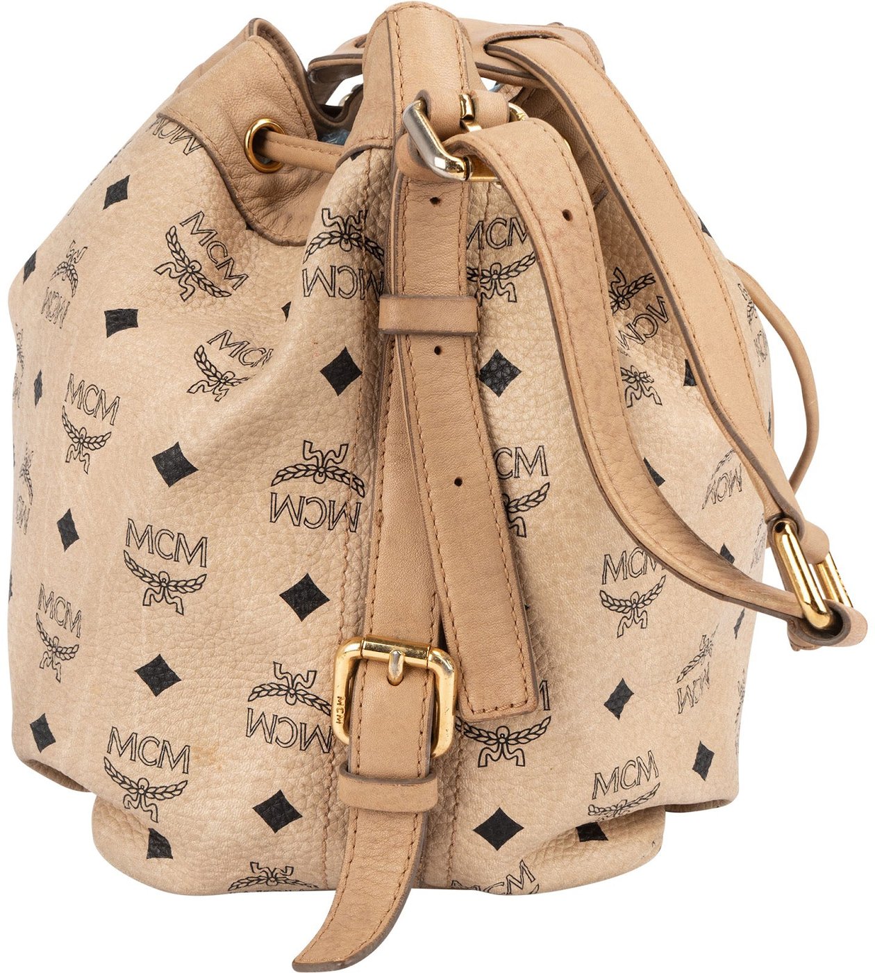 MCM Monogram Visetos Drawstring Bucket Crossbody Bag