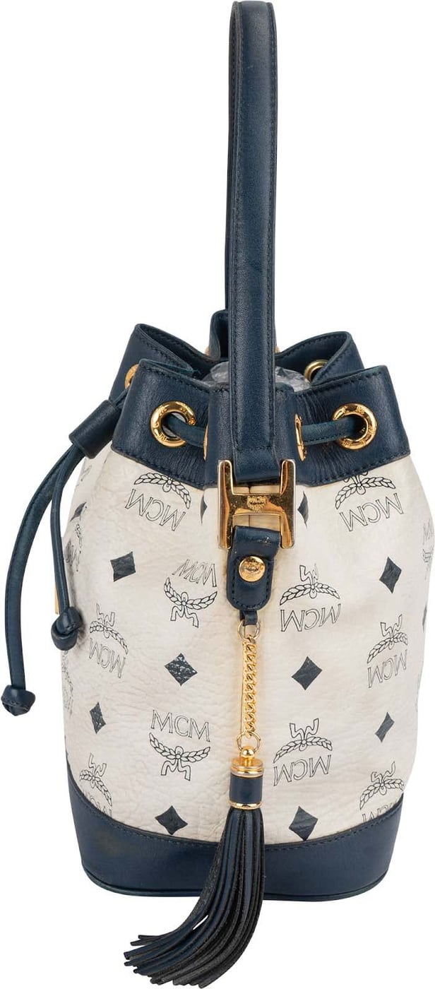 MCM Monogram Visetos Drawstring Bucket Handbag
