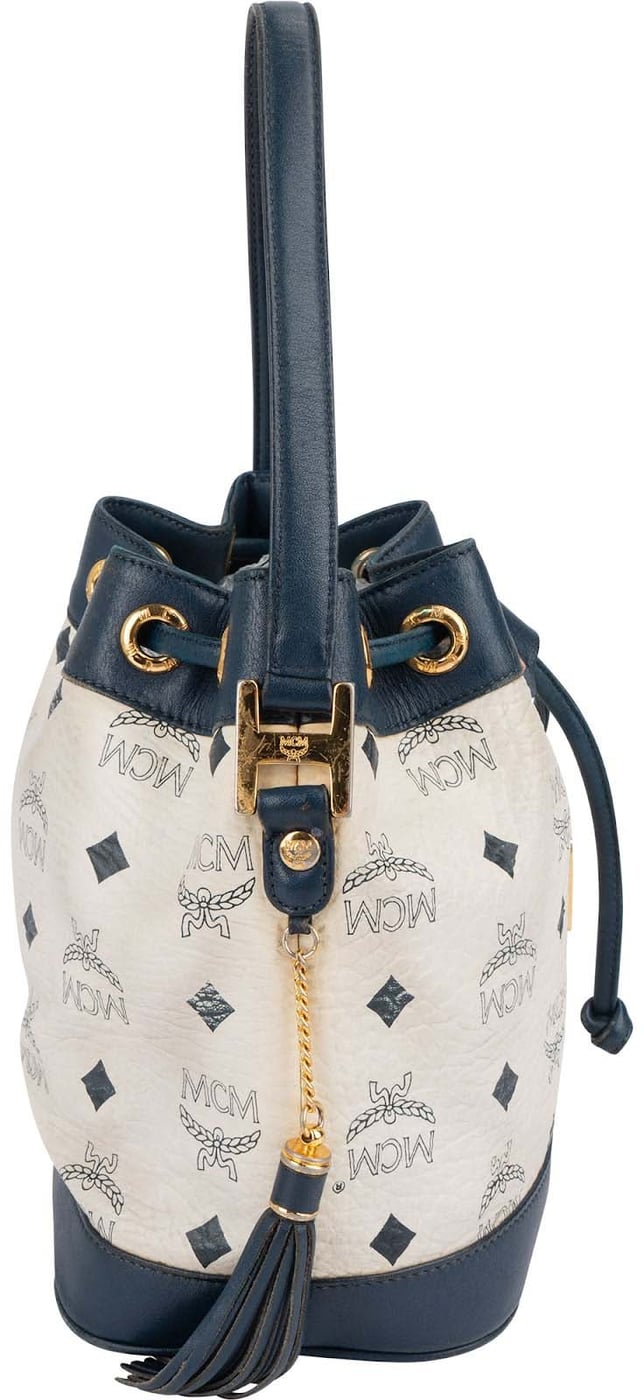 MCM Monogram Visetos Drawstring Bucket Handbag