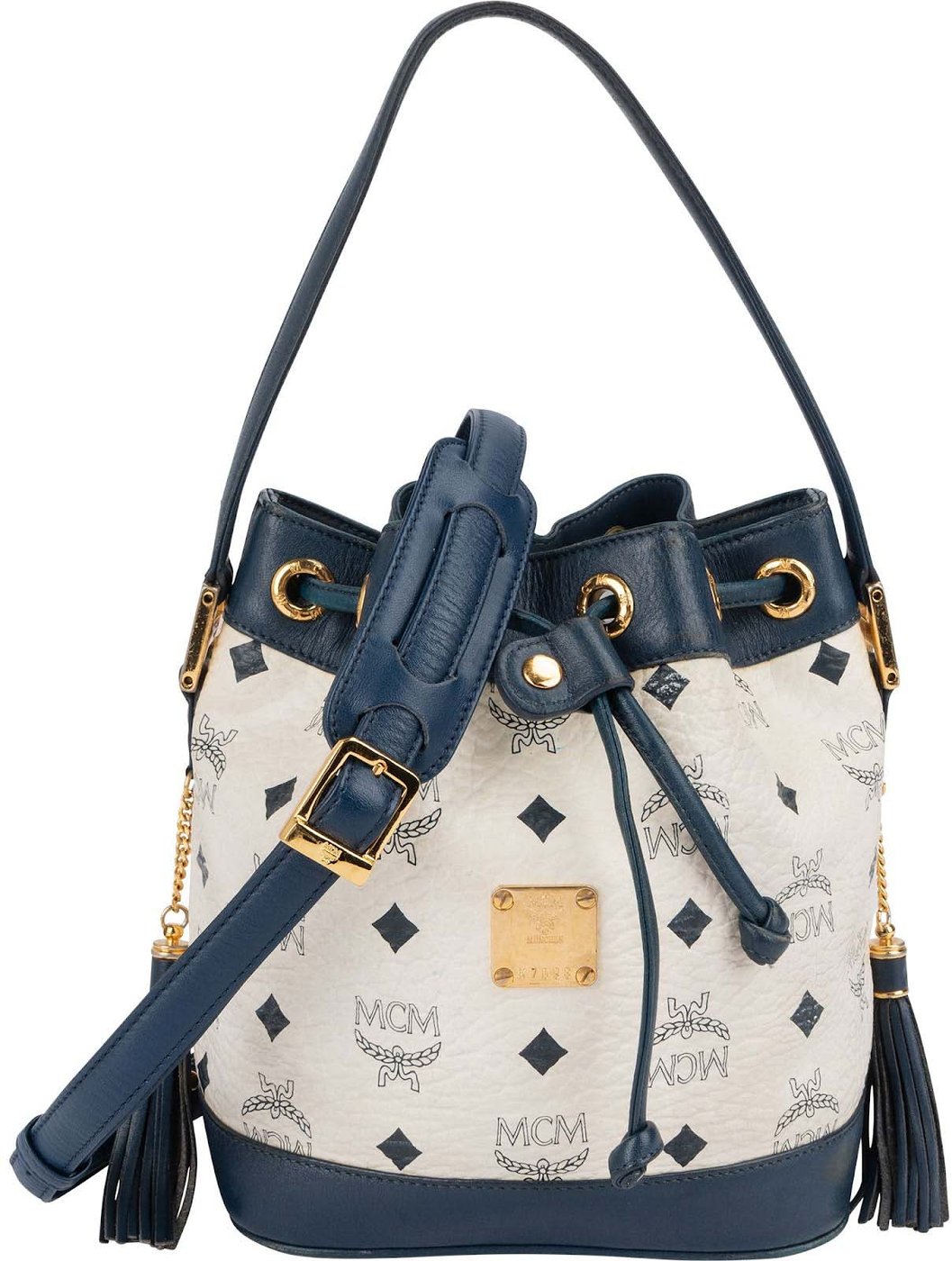 MCM Monogram Visetos Drawstring Bucket Handbag