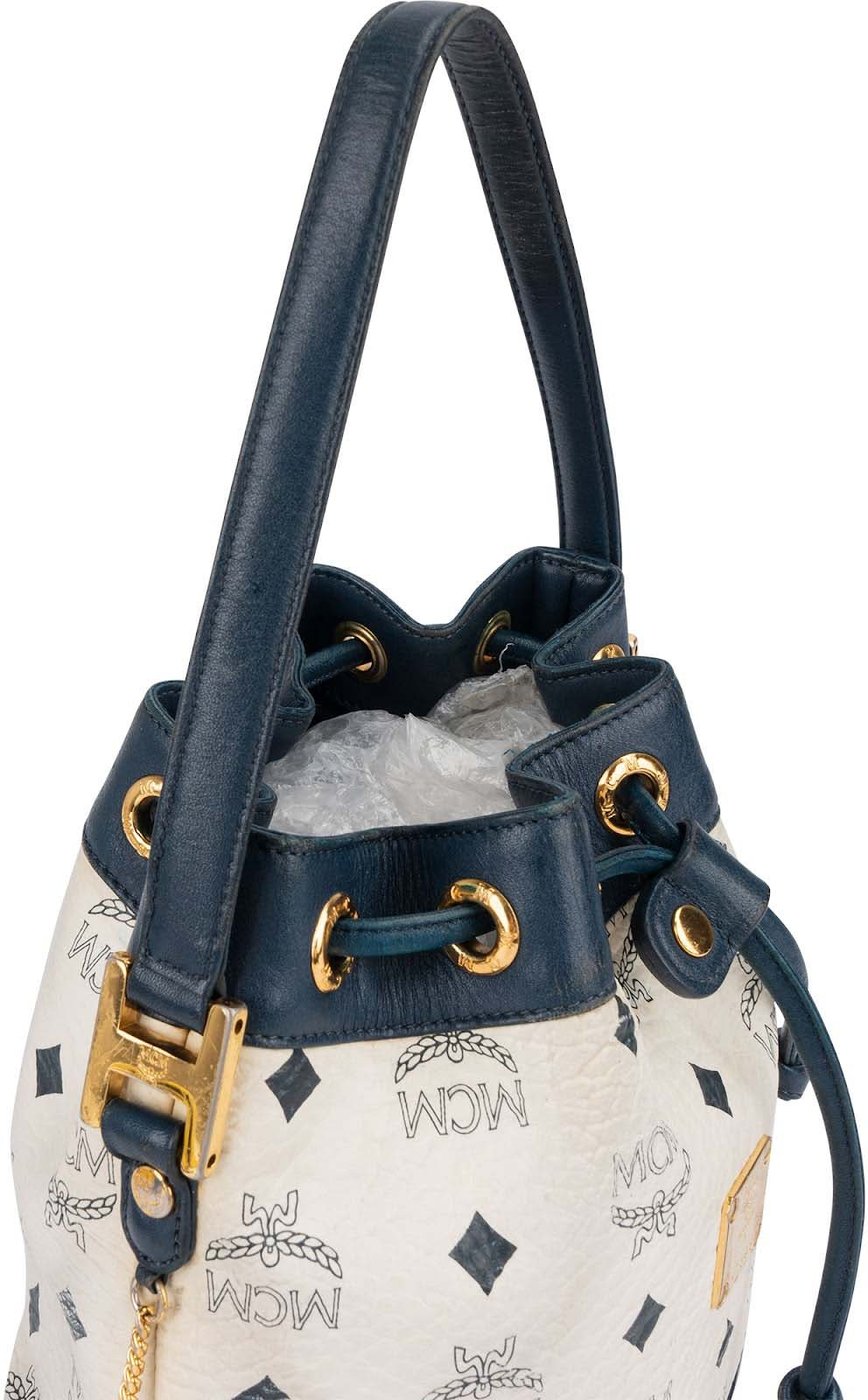 MCM Monogram Visetos Drawstring Bucket Handbag
