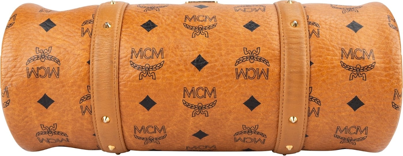 MCM Monogram Visetos Cylinder Boston Handbag