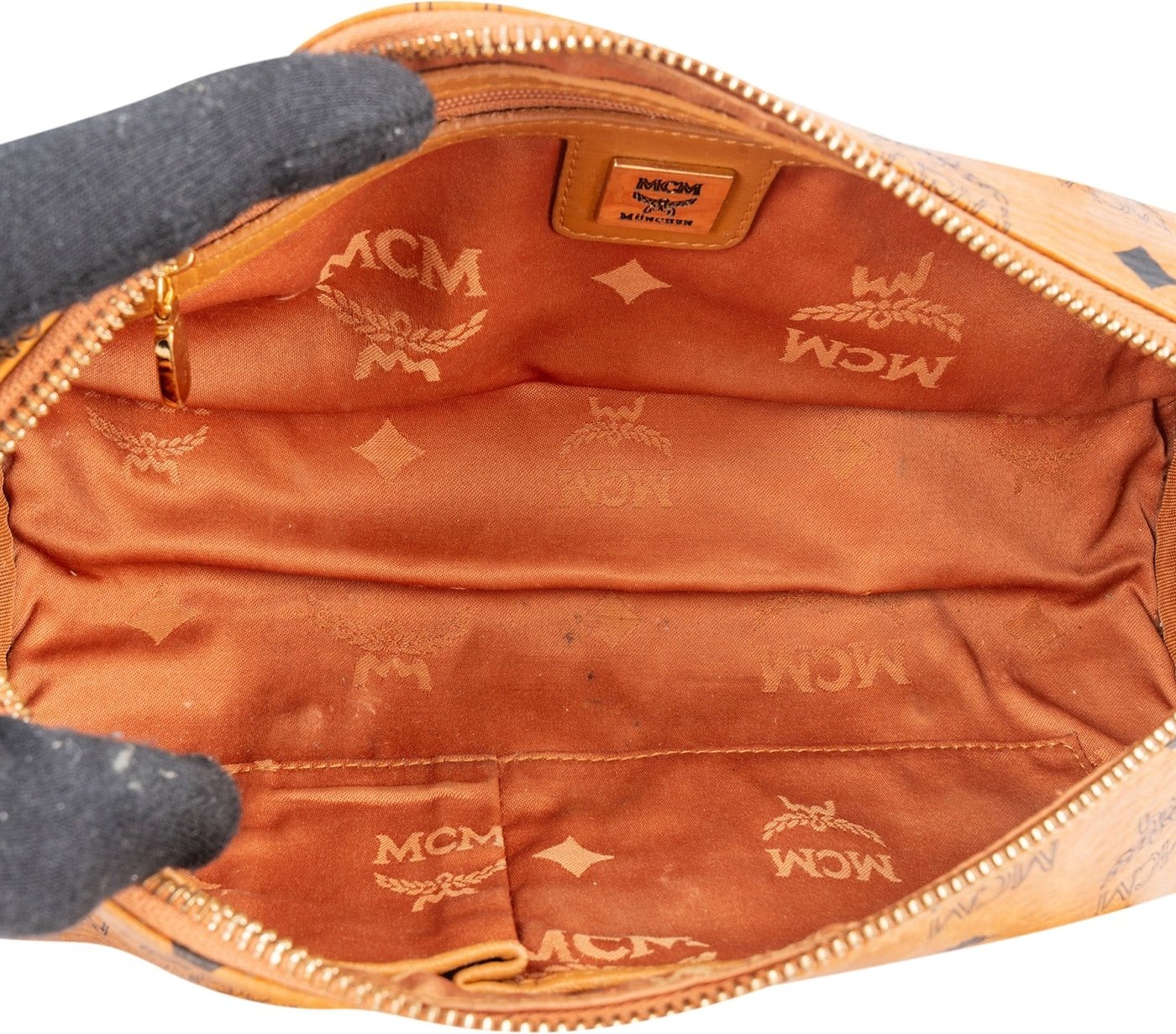 MCM Monogram Visetos Cylinder Boston Handbag