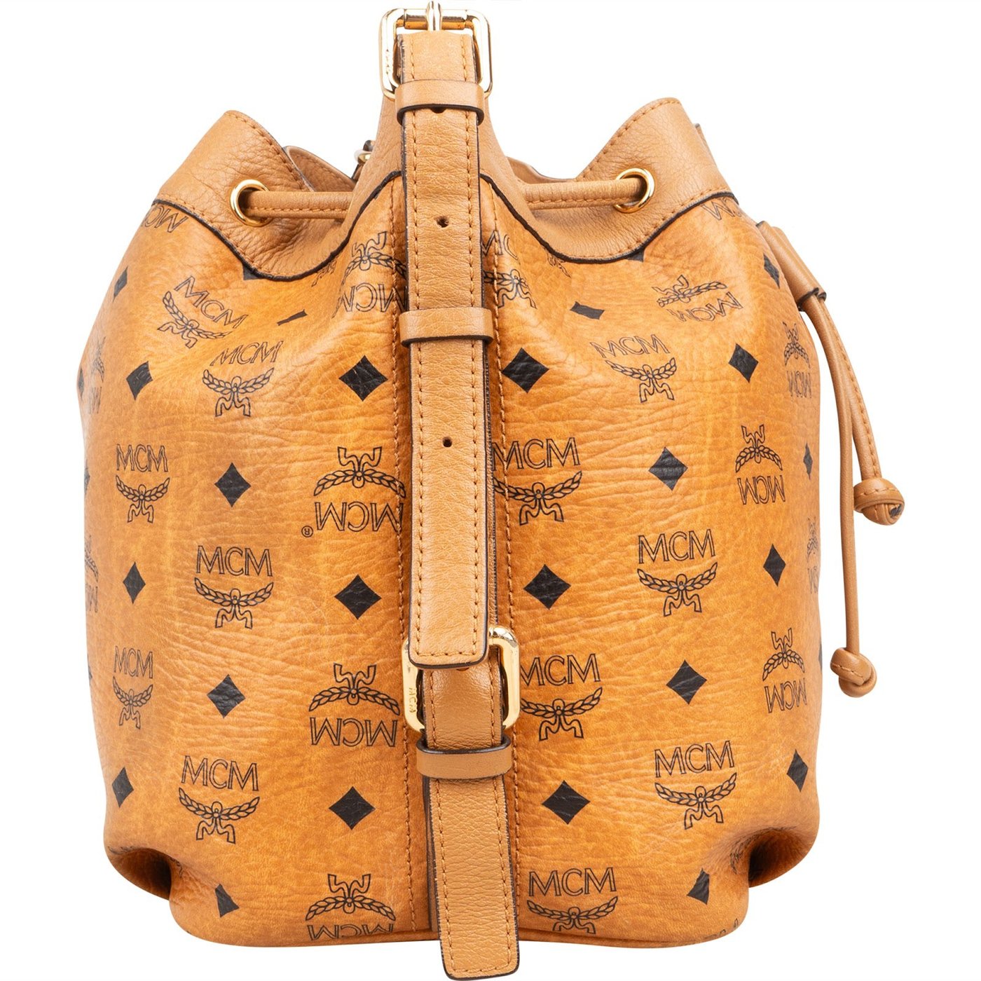 MCM Monogram Visetos Drawstring Bucket Crossbody Bag