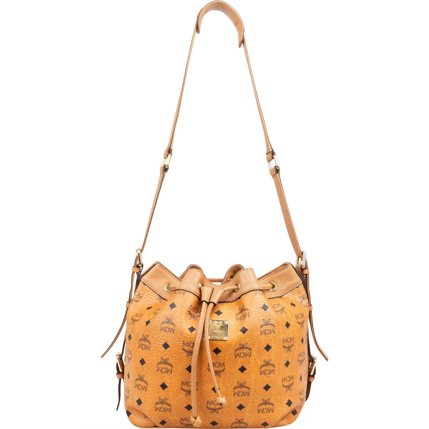 MCM Monogram Visetos Drawstring Bucket Crossbody Bag