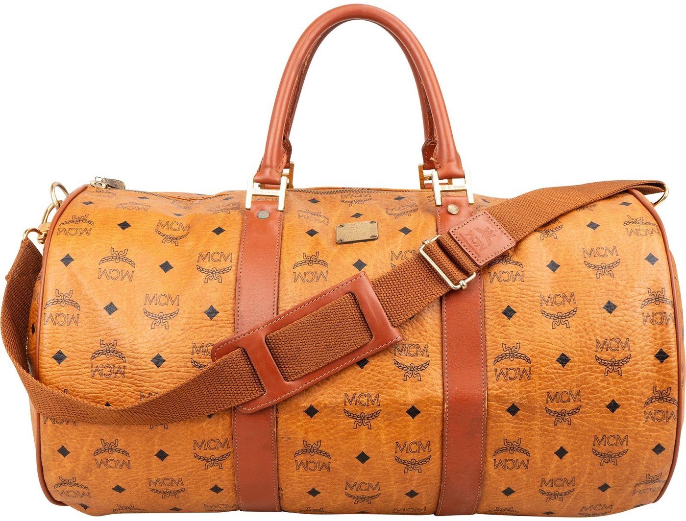 MCM Monogram Visetos Boston 50 Travel Bag