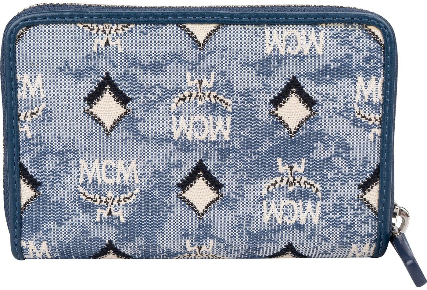 MCM Visetos Monogram Denim Jacquard Small Zip Wallet