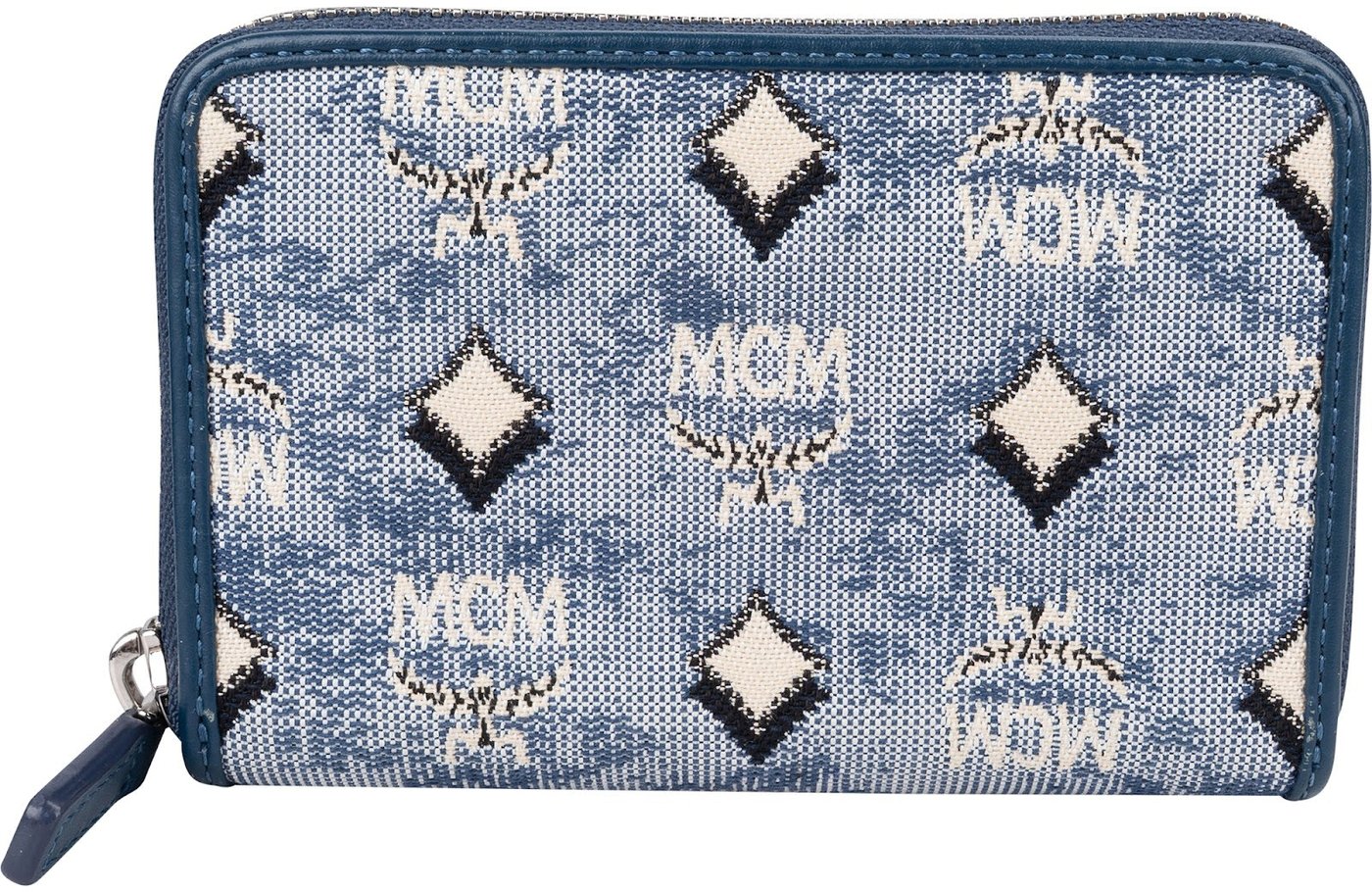 MCM Visetos Monogram Denim Jacquard Small Zip Wallet