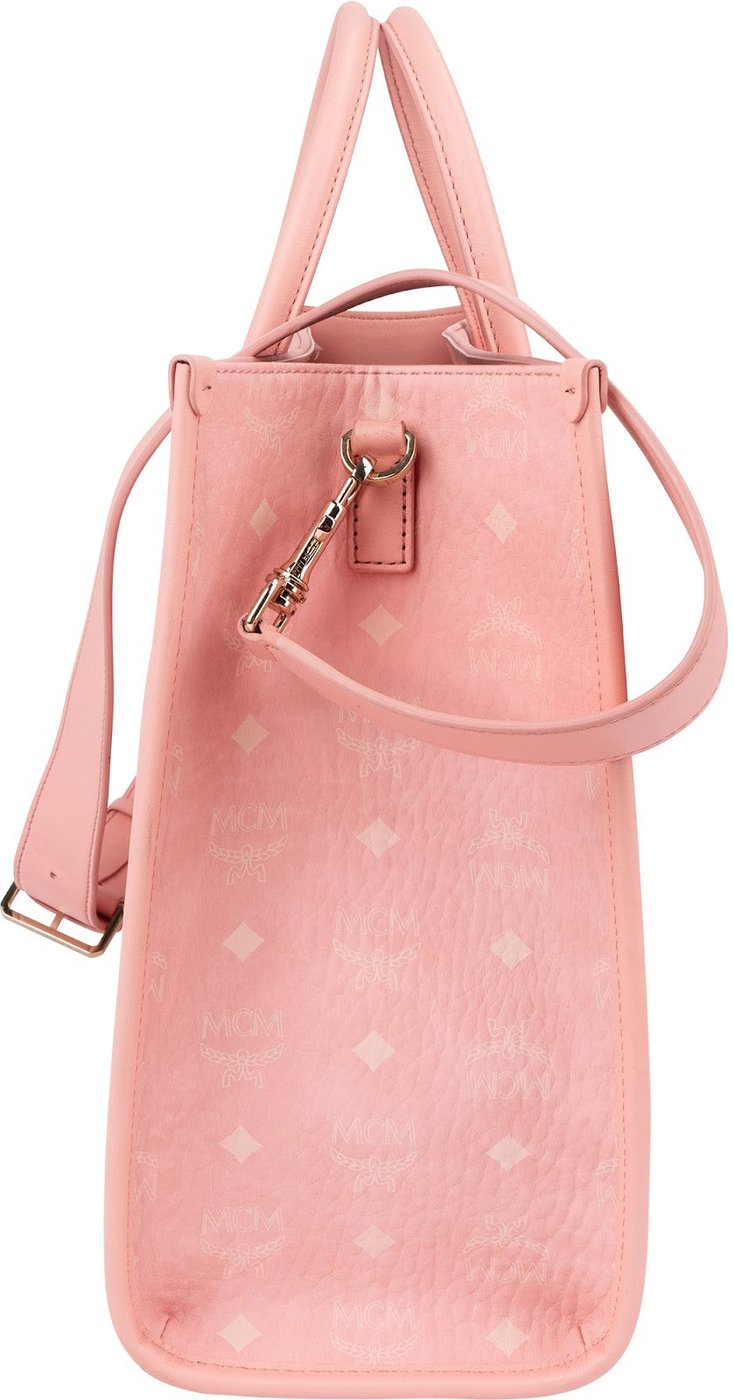 MCM Monogram Visetos Pink Aren Large Tote Handbag