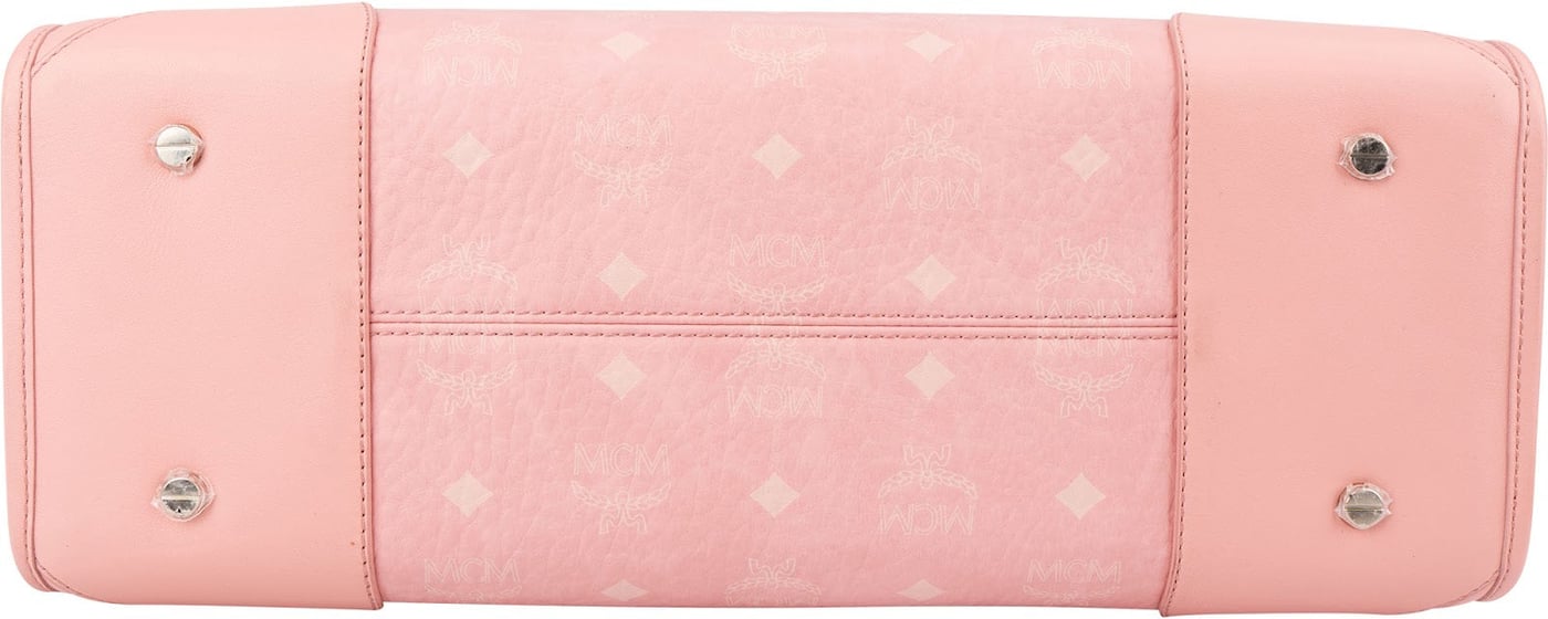 MCM Monogram Visetos Pink Aren Large Tote Handbag